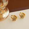 High-End Five-Petal Flower Zirconia Stud Earrings - Stainless Steel, INS Style, Simple & Versatile