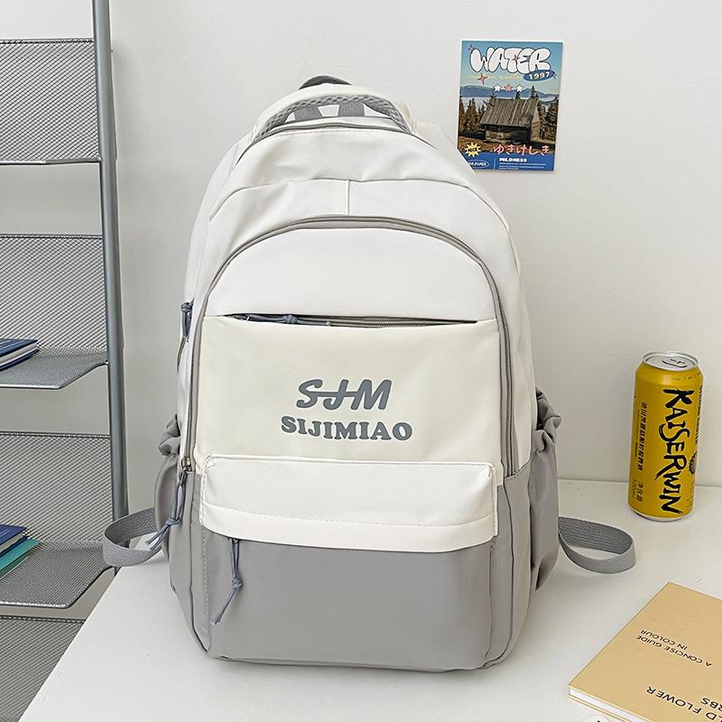 Schoolbag Middle and High School Students Backpack 1011 New Large-capacity Letter Printing Korean Version Contrasting Color Backpack College Backpack