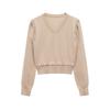  European and American Style New Women's Fashionable Versatile Button Decoration Detachable Long-sleeve V-neck Knit Sweater