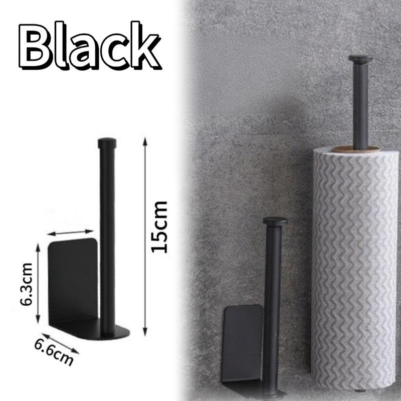 

No Drilling Wall Mounted Towel Bar Stainless Steel Bathroom Kitchen Roll Paper Towel Holder Iron Material Single Layer Rack