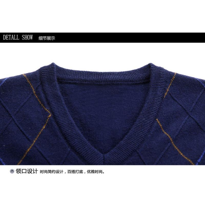 Men S Sleeveless V Neck Plaid Knit Vest Pullover Casual Top