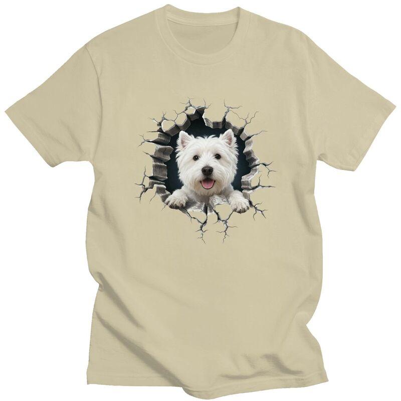 Przełomowy West Highland White Terrier Koszulka Męska 100% Bawełna T-shirt Rekreacyjny Westie Miłośnik Psów Koszulki Streetwear Koszulki