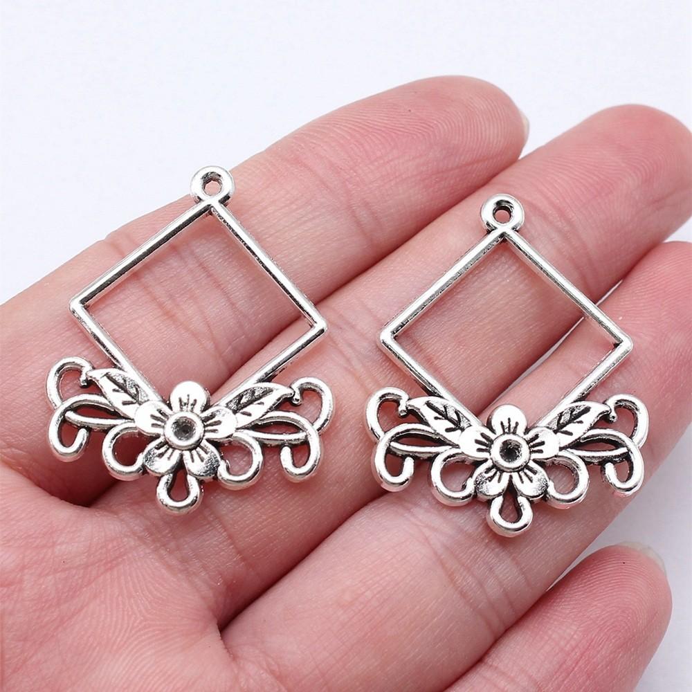 Flower Petal Connectors Botanical Themed Antique Bronze Zinc Alloy Jewelry Making Connect Charms Extender Connectors