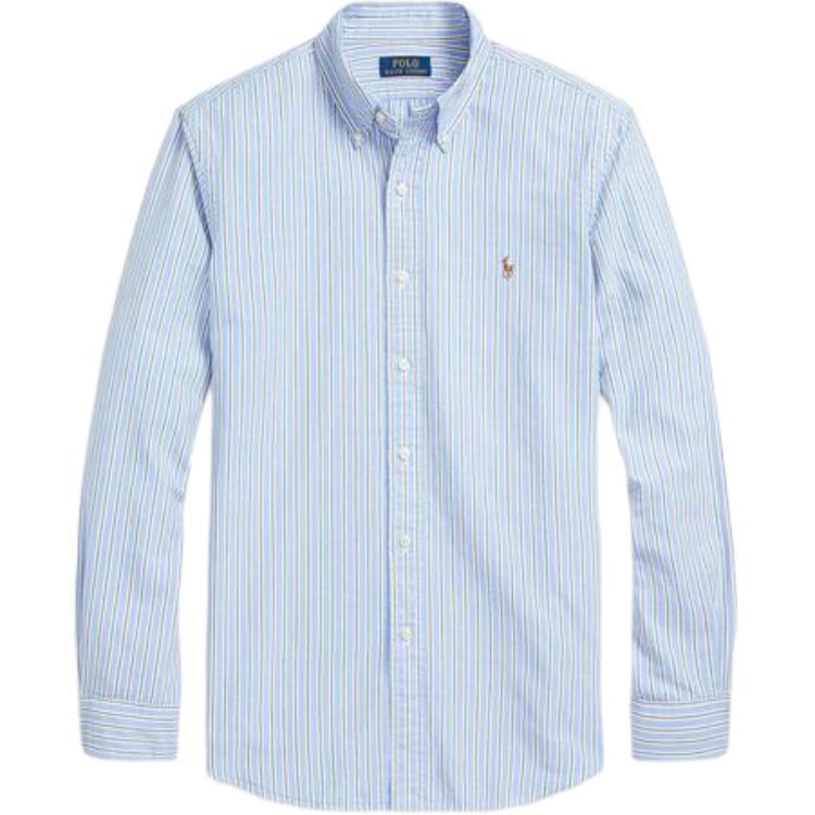 Polo Ralph Lauren Single Breasted Striped Point Collar Long Sleeve Shirt Men shirts Light-Blue MNPOWOV16823988-999