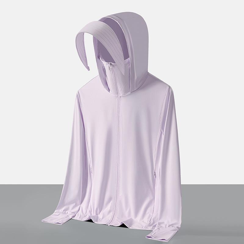 Raw yarn sunscreen clothing women's removable brim men's ice silk UPF + UV protection outdoor fishing sunscreen clothing