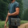 Waxed‑Canvas Shock‑Resistant Camera Messenger Bag, Water‑Resistant Crossbody Shoulder‑Bag With Adjustable Inner Dividers For DSLR Mirrorless Gear