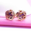 Purple Gold Hollow Flower Stud Earrings Women'S Simple Light Luxury Color Gold Plated Rose Gold Stud Earrings