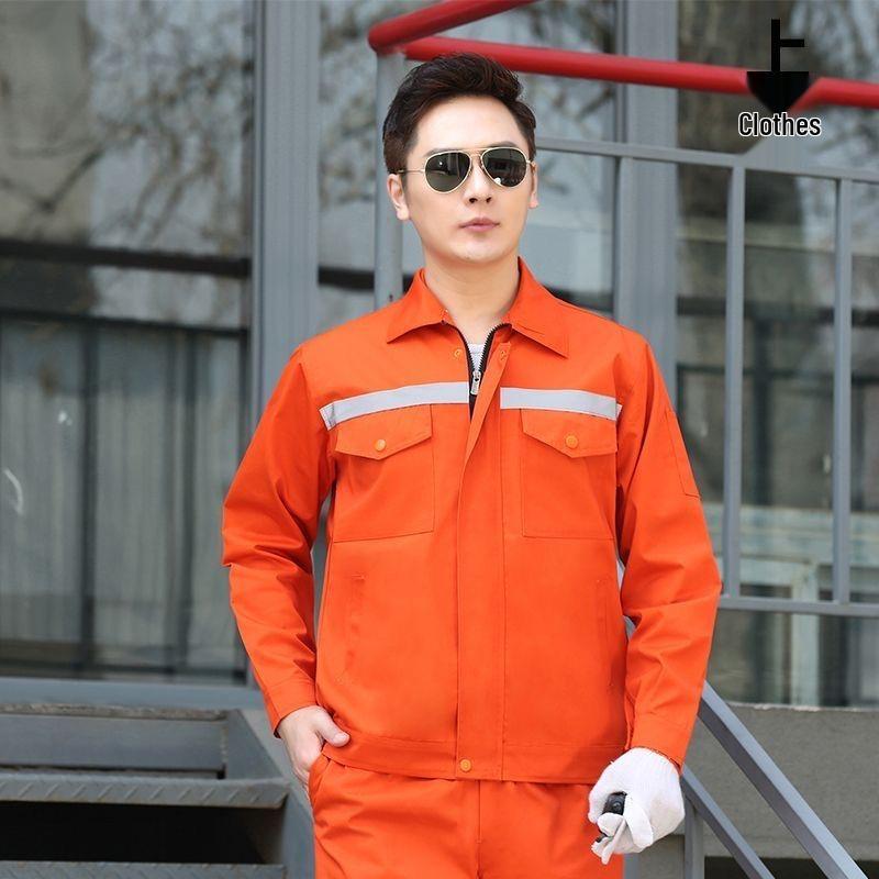 

Reflective Workwear Set for Spring & Autumn: Durable, Wear-Resistant Attire for Auto Repair, Construction, Welding, and Labor Protection M