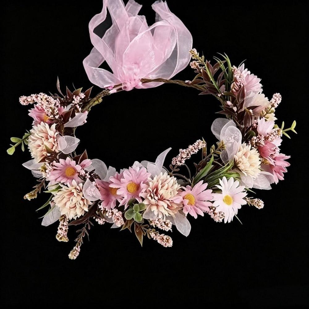 Korean Style Flower Crown Simulated Flower Bridal Wreaths Elegant Floral Headband Children