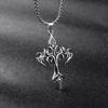 Fashion Vintage Flame Cross Pendant Necklace For Women Men Long Chain Punk Goth Trendy Accessories Choker Gothic Jewelry
