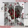 2D flat printing 2pcs Curtain Curtain Valentine's Heart with Roses Digital Printed Polyester Drapes Holiday Decorations Perfect