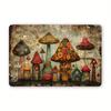 Vintage Metal Poster Wall Art, Fairy Mushroom House Decor for Home Garden