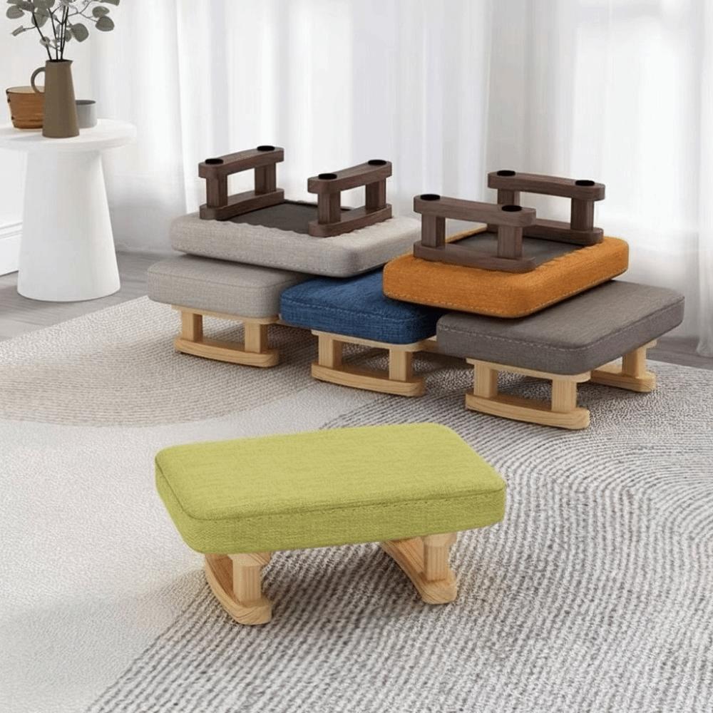 Smooth Solid Wood Foot Stool Rounded Edges Foot Rest Creative Shoe Changing Bench Bathroom Use