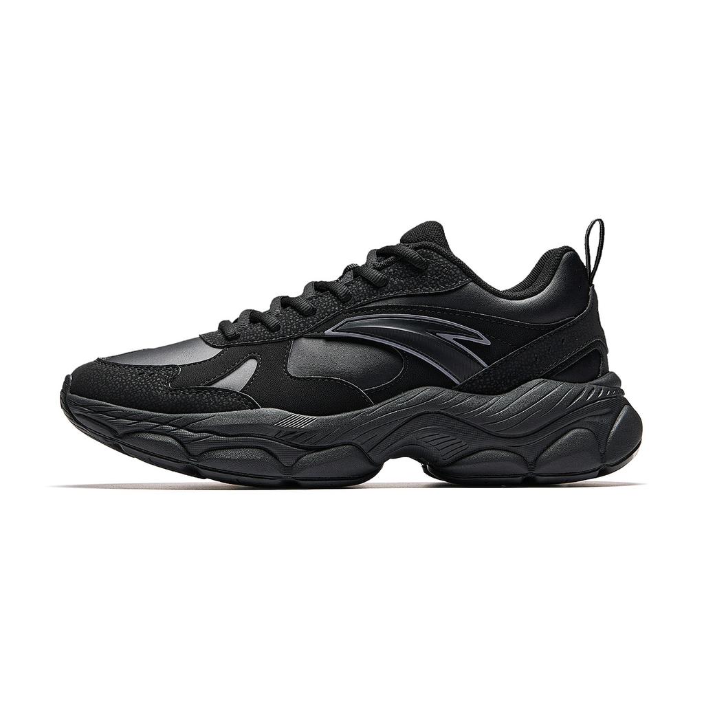 Anta Chengguang Leather Fashion Trend Durable Breathable Low-Top Casual Shoes Men sneaker Black Gray 912548802-6