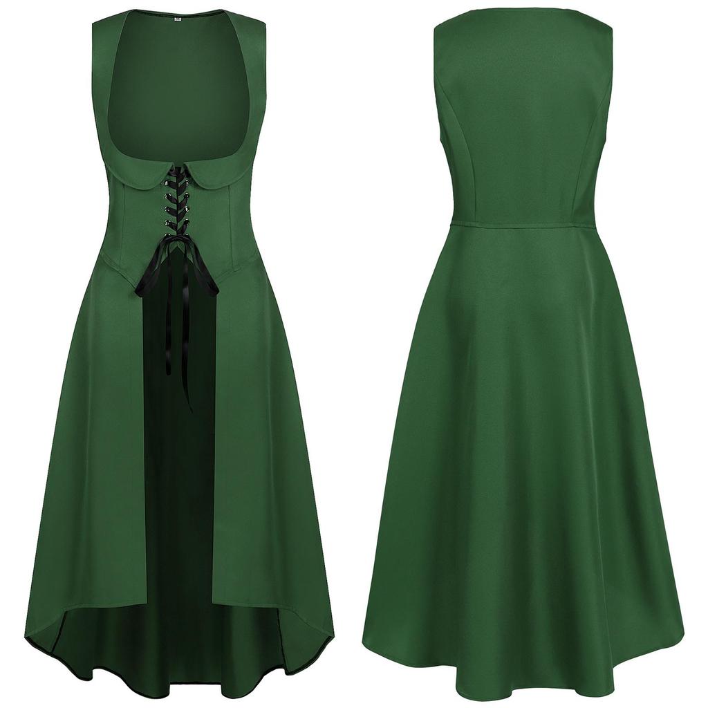 Abito Medievale Retro da Donna a Metà Lunghezza 2025 per Cosplay e Spettacolo, Collezione Primavera/Autunno