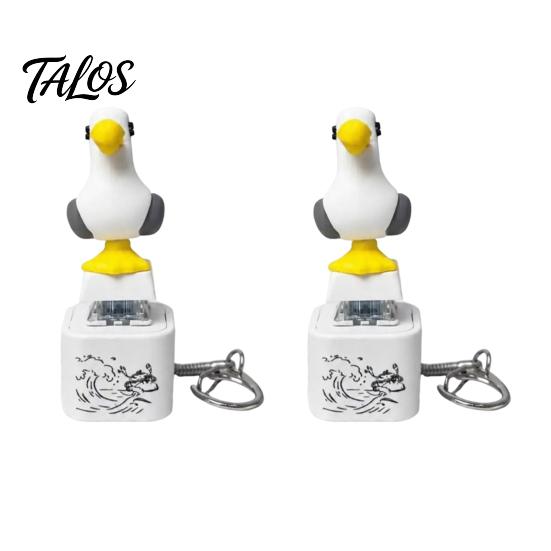 Talos Seagull Frog Sound Button Keychain, Creative Stress Relief Voice Toy with Animal Sounds & LED Light, Rechargeable Squeeze Fidget for Kids Adults