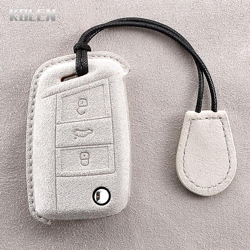 Leather Car Key Case Cover Shell   for VW Volkswagen Golf 7 MK7 Tiguan MK2 for SEAT Ateca Leon FR 2 Ibiza for Skoda Octavia A7