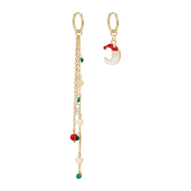 

Colorful Mismatched Holiday Earrings Playful Christmas Motifs Comfortable Plastic Alloy Jewelry Party Accessories
