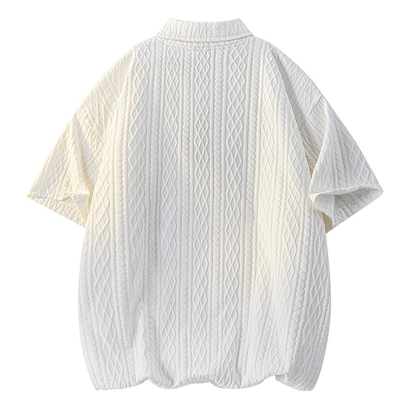 Polo Shirt Men's Summer Ice Silk Loose Jacquard Short-sleeved T-shirt
