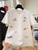 Women's Gray Pony Print Short-Sleeve T-shirt: 2026 Early Spring Slimming Loose Fit