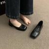 2025 summer new Hepburn style square head shallow mouth single shoes women's French fashion low heel small leather shoes women's casual single shoes