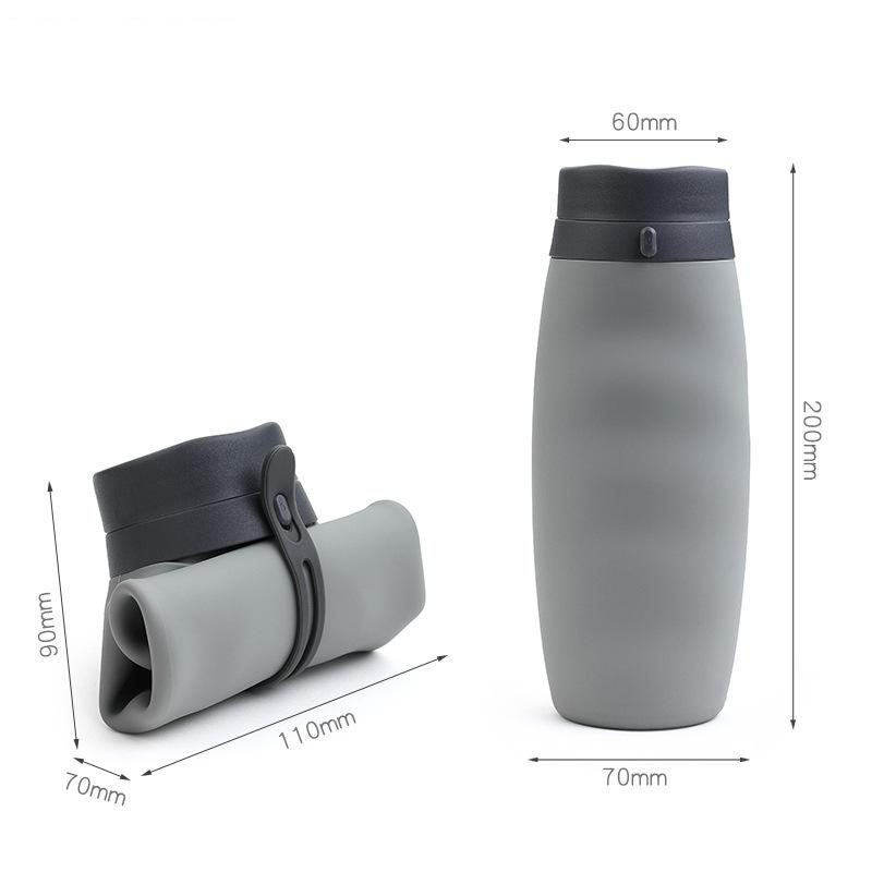 Collapsible Silicone Water Bottle 600ml, Portable Sports Water Cup for Hiking, Travel & Gym, BPA Free, Leak-Proof