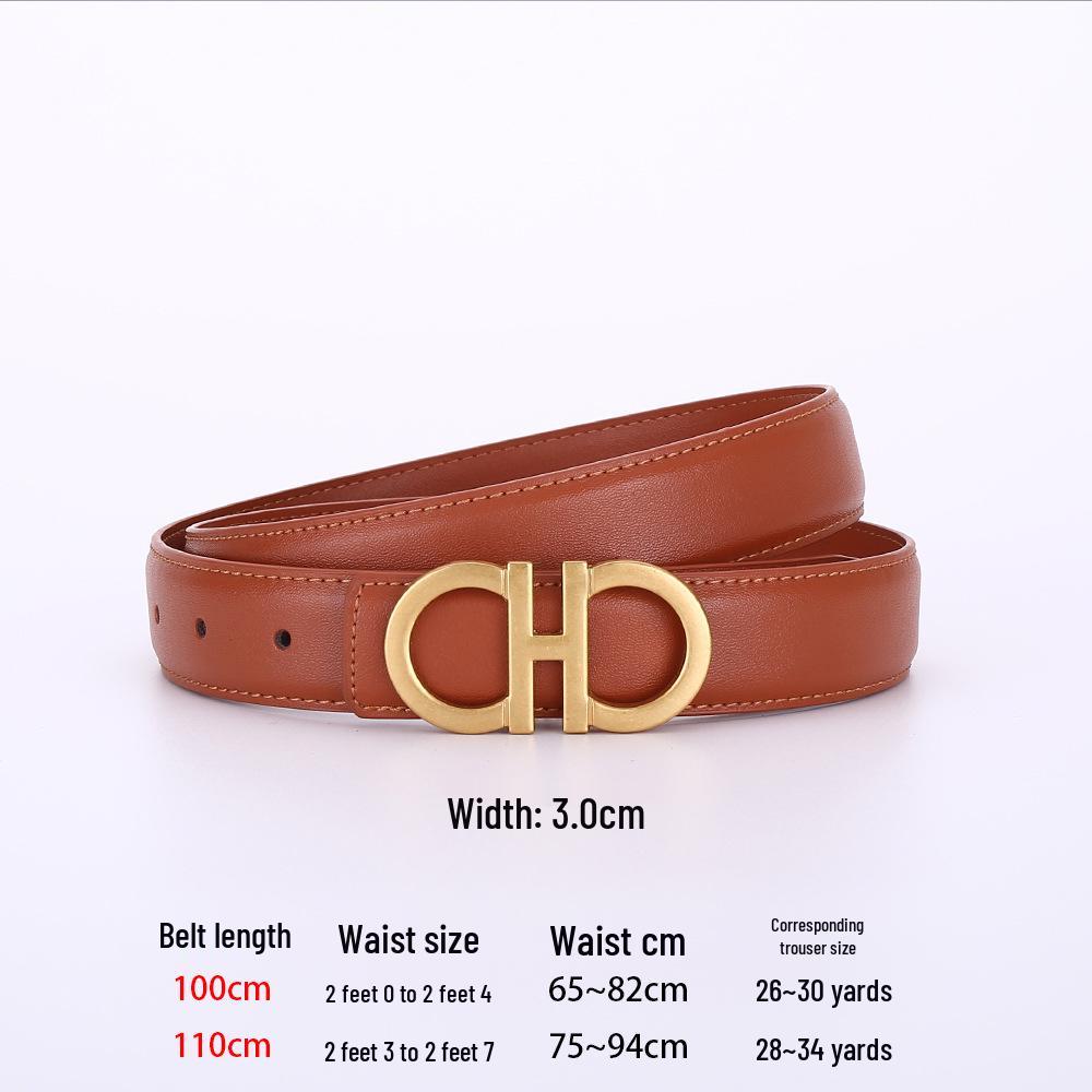 Women's Genuine Leather Casual Belt - Versatile Decorative Accessory for Jeans