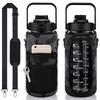 Portable Water Bottle Carrier Bag With Phone Pocket For Stanley 64Oz Tumbler With Handle Neoprene Water Bottle Holder Pouch