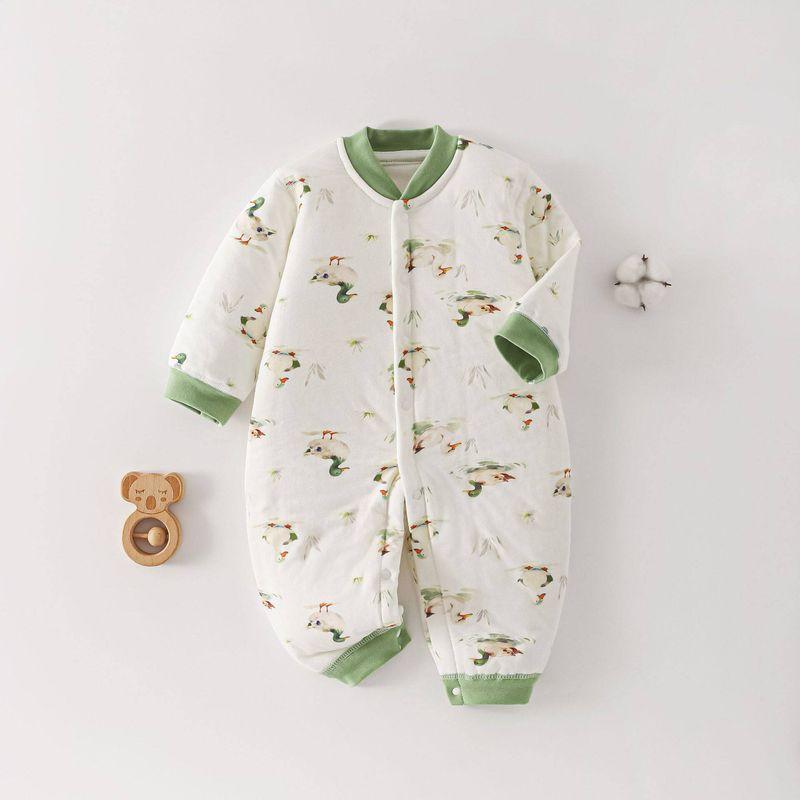 

[100% Cotton] Newborn Autumn and Winter Cotton Clothing, One-Piece Romper, Baby Cotton Clothing, Infant Cotton Jacket Happy Duck (100% Cotton 80g + Machine Washable) 59