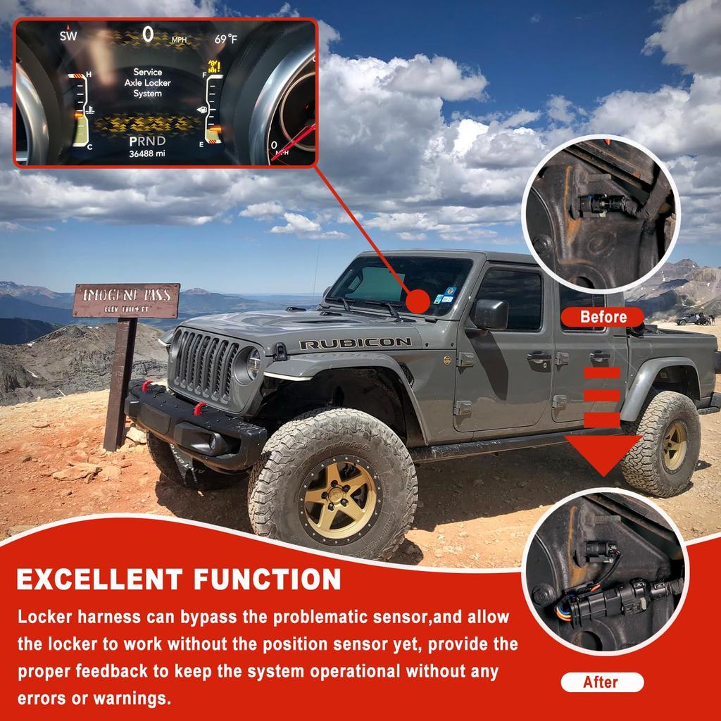 Z-LKR-OEM Locker Sensor Bypass Harness Replacement for Jeep Wrangler JL/JLU and Gladiator JT Rubicon 18-23