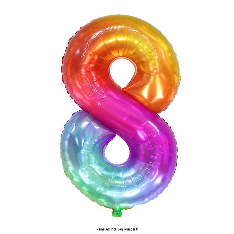 Balon Folie Număr Jelly Gradient Curcubeu de 40 de Inchi pentru Decorațiuni de Ziua de Naștere