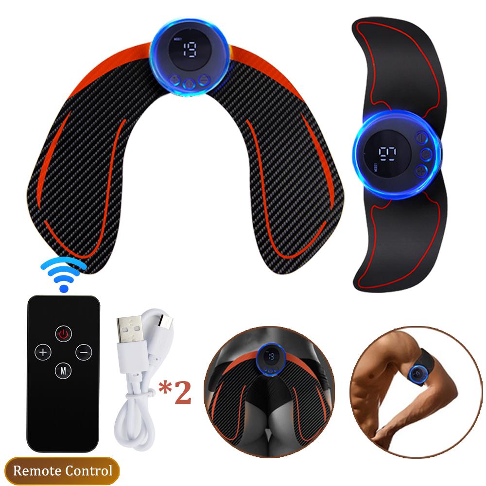 Electric Muscle Stimulator EMS Abdominal Fitness Stickers Rechargeable Body Slim Massager Wireless LCD Display Buttocks Trainer