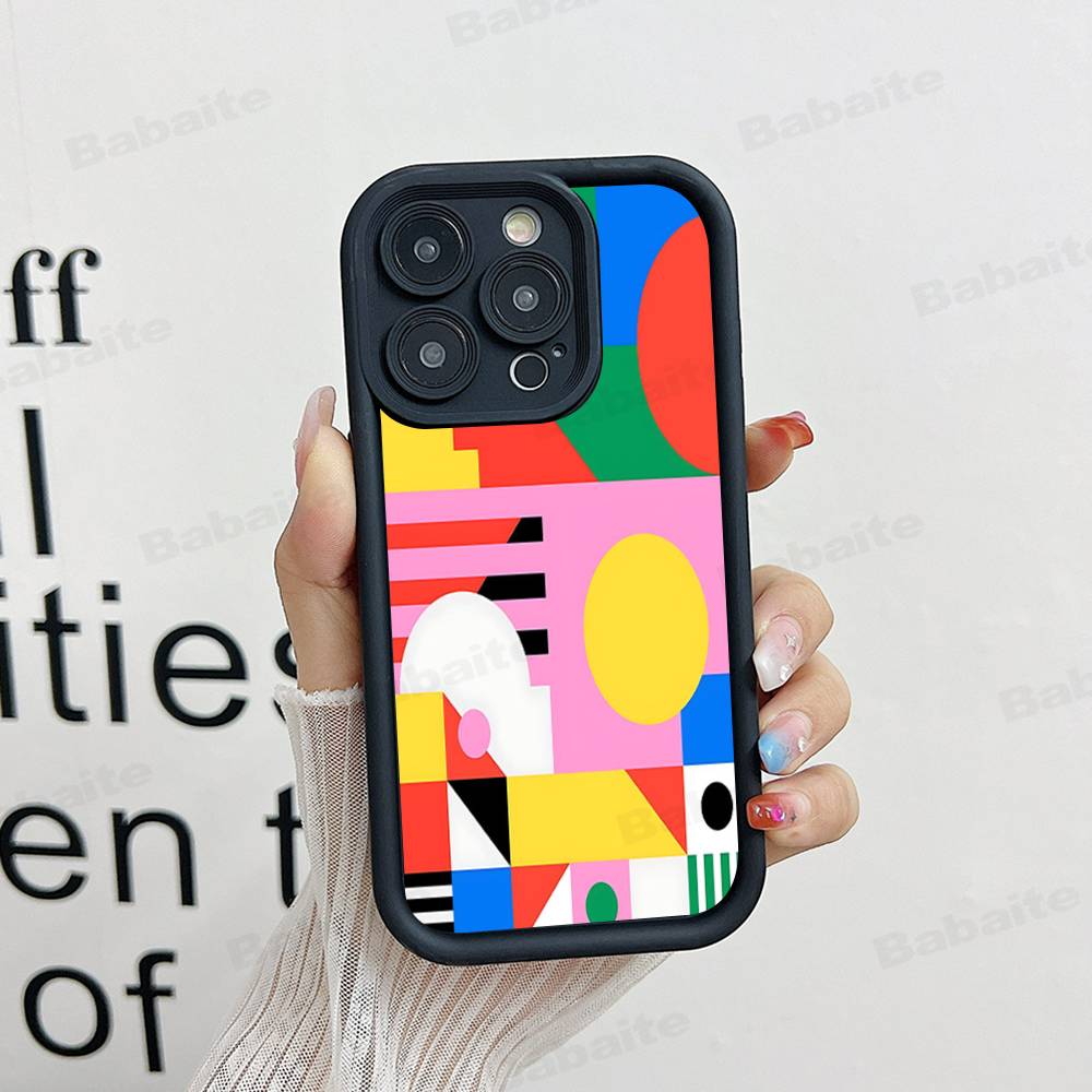Geometric Bauhaus Art Phone Case For IPhone 16 15 14 Plus 13 12 11 17 Pro Max Pro Soft Cover