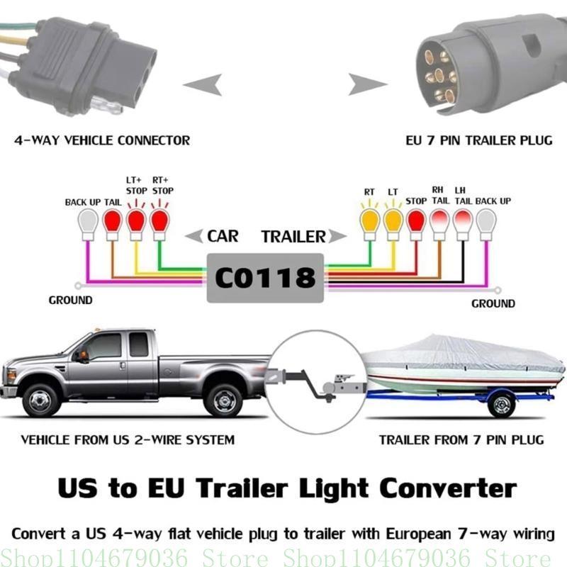 4 Pin to 7 Pin Adapter Converter Weather Resistant for Safe Trailer & Vehicle Connection Ensuring Stable Light Signals