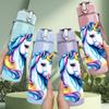 1PC Rainbow Mermaid Unicorn Pattern 750ml Color Plastic Sports Water Bottle Leakproof Flip Straw Lid Suitable for Sports Office Home Use