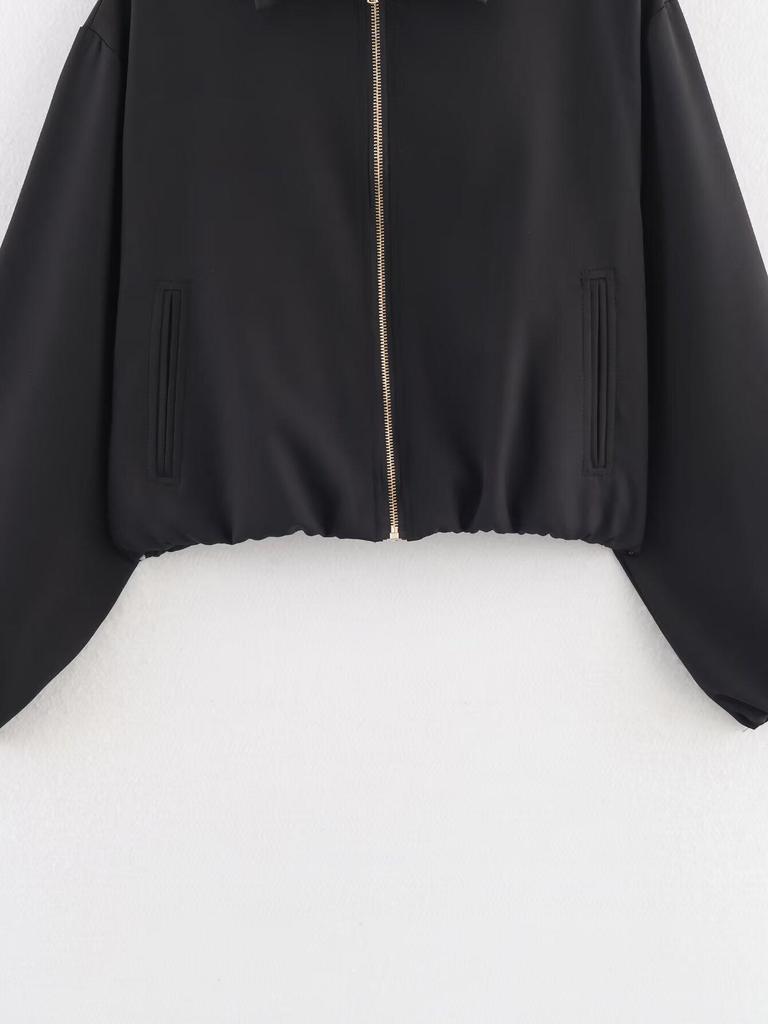 Women's Casual Solid Color Zipper Puffy Jacket Coat
