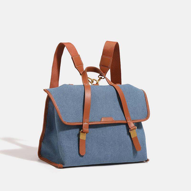 2024 Summer New Briefcase Denim Backpack Handheld Single Shoulder Crossbody Bag Multi-use Bag Laptop Bag Women's Bag