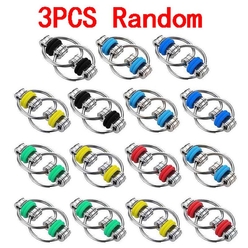 Flippy Bike Chain Fidget Toy Metal Rings Adhd Anxiety  Stress Relief Gifts Cool Gadgets For Adults Teenagers Boys Girls