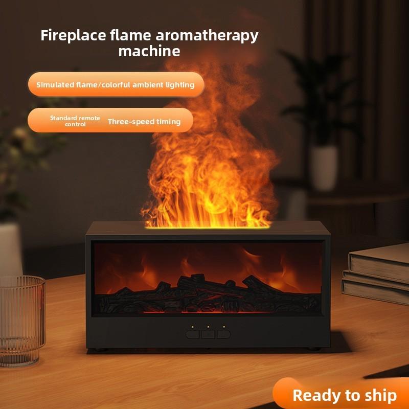 Fireplace Aroma Diffuser With 3d Flame Effect And Remote Control For Home Ambiance