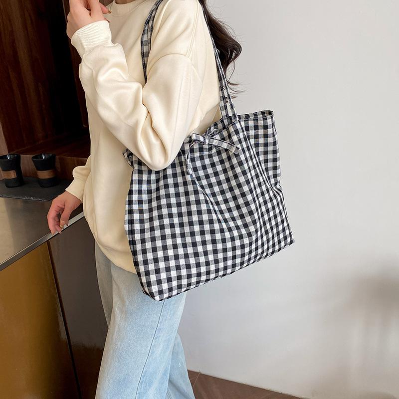 Fashi Plaid Design Shoulder Bags for Women Large Capacity Commuter Ladies Handbags Light Travel Female Shopping Tote Bag