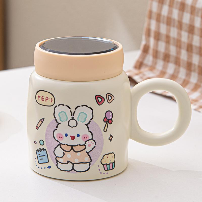 Medvěd Králík Zrcadlo Keramický Hrnček Vysoká Hodnota Krytý Hrnček na Kávu Vodu Ženský Dárek Snídaňový Hrnček na Mléko