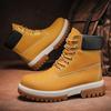 Spring and Autumn Men's Fashion Trend Martin Boots Retro Style Solid Color High-top Tooling Boots Leather Outdoor Platform Shoes