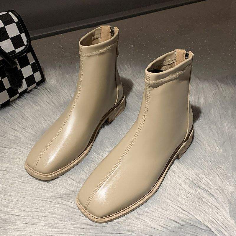 

Женские ботинки на плоской подошве 2025 весна и осень новые, модные универсальные тонкие ботинки челси, ботинки мартин с задней молнией 40
