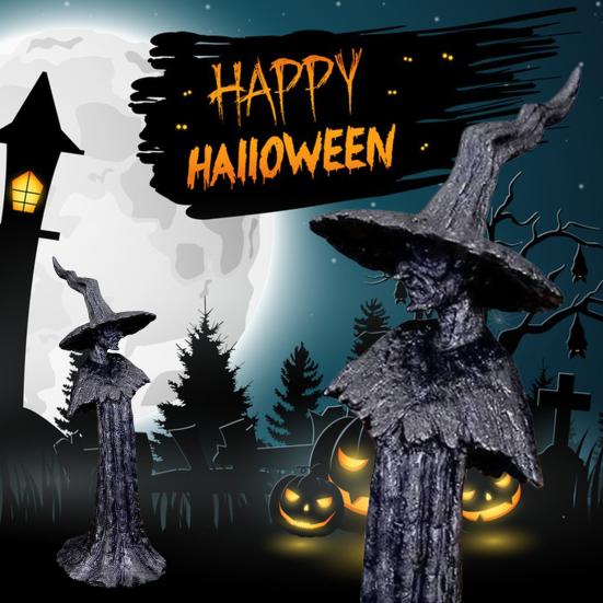 Halloween Black Witch Statue Handmade Guardian of Your Home Gothic Witch Figurine Sculpture Holiday Party Decoration Ornament