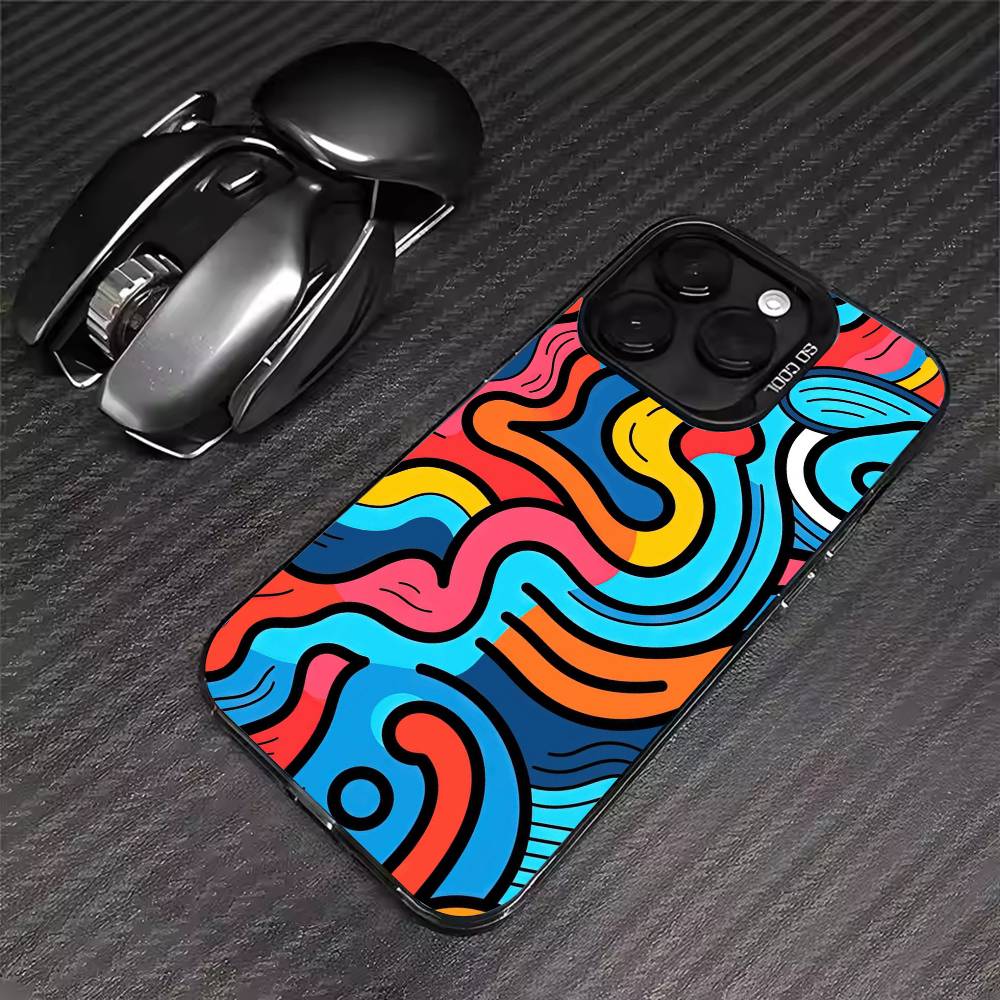 

Красочная Граффити Линии Чехол Для Телефона Для iPhone 17 16 15 14 13 12 11 Pro Max XS Max 7 8 Plus Ударопрочный Силиконовый Матовый Чехол iPhone12PROMAX