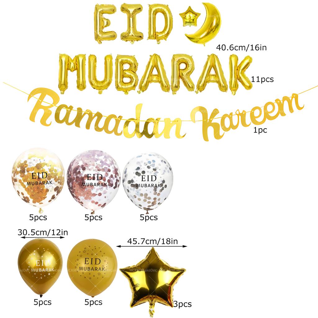 10ks/11ks/15ks/38ks/42ks Eid Mubarak Balónek Ramadanová Dekorace Pro Domov Pomoc Al-fitr Mubarak Kareem Párty Potřeby