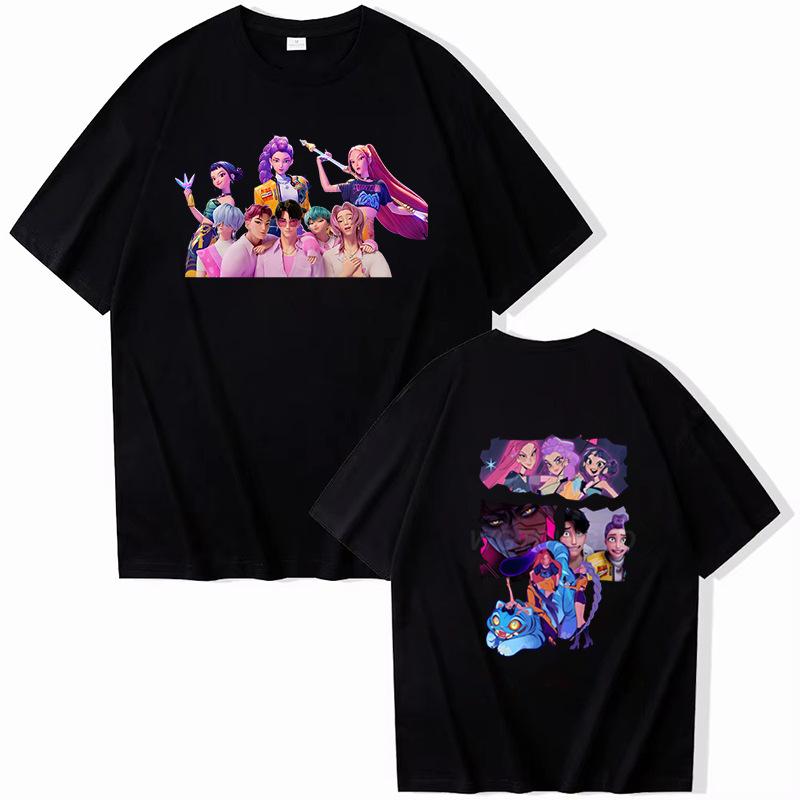 KPop Demon Hunters round neck short sleeved summer loose sports casual top EMA