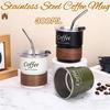 300Ml Coffee Cup With Straw Cover Portable Stainless Steel Anti Scalding Outdoor Camping Beer Mug