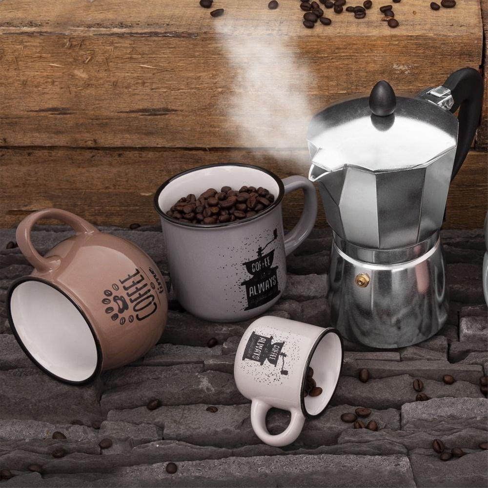 Kubek Ceramiczny do Picia Kawy Herbaty Ziół Napojów Szary 370 ml