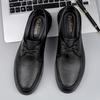 Black Dress Shoes For Men Genuine Leather British Oxofrds Wedding Shoes Gentleman Daily Business Shoes Male Casual Lace-Up Flats